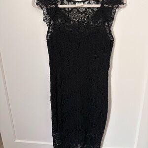 Free People Black Lace Cap-Sleeve Dress